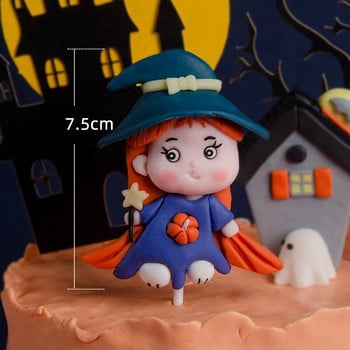 Halloween Witch Cake Topper Happy Halloween Party Decoration Supplies Girl Ghost House Cupcake Toppers Инструменти за декориране на торти