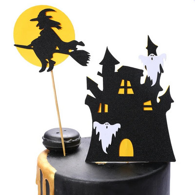 Halloween Witch Cake Topper Happy Halloween Party Decoration Supplies Girl Ghost House Cupcake Toppers Инструменти за декориране на торти