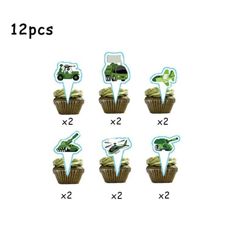 Topper pentru tort camuflaj verde armată pentru decorațiuni militare pentru petreceri cu tematică pentru băiat, consumabile pentru petrecerea de naștere, camouflage, pentru cupcake