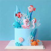 Fish Animal Cake Topper Decor Birthday Cake Under The Sea Party Mermaid Party 1st First Birthday Party Decor Kids Baby Shower