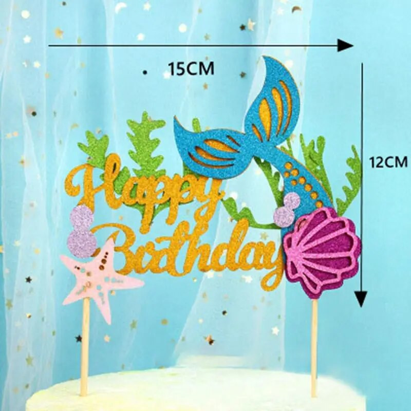 Decor pentru tort cu animale de pește, tort de aniversare, petrecere sub mare, petrecere cu sirene, decor pentru prima petrecere, pentru copii, baby shower