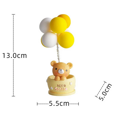 Baby Boy Girl Cake Topper Рожден ден Гумена сладка статуя на мече Декорации за торта Топка Topper за торта за първи 1-ви рожден ден Baby Shower