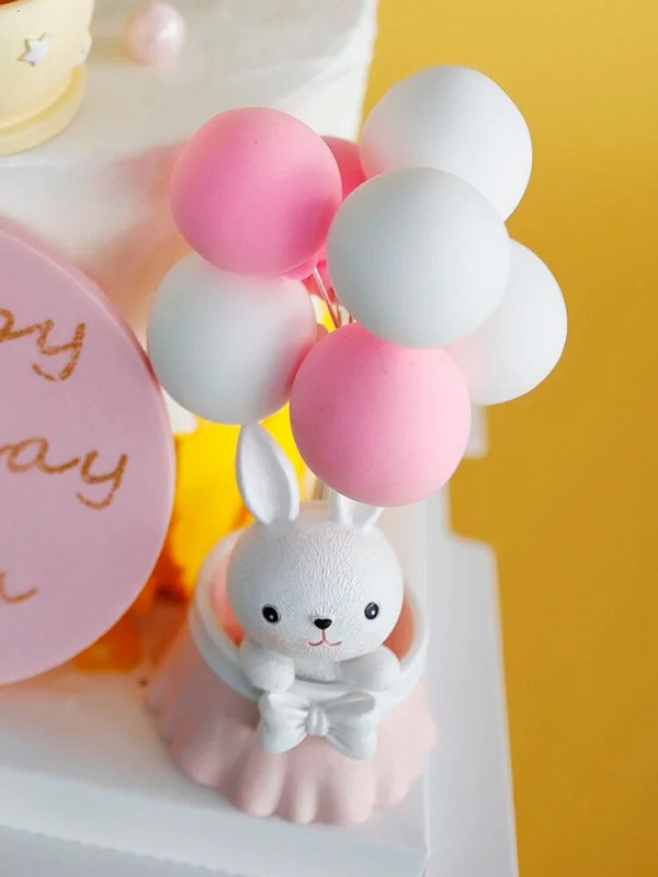 Baby Boy Girl Cake Topper Рожден ден Гумена сладка статуя на мече Декорации за торта Топка Topper за торта за първи 1-ви рожден ден Baby Shower