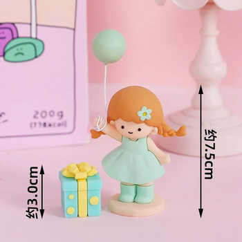 Νέα Princess Cake Decorations Kids 1st Happy Birthday Party Cake Toppers Macaroon Color Balloon Girl Box δώρου Flower Baby Shower