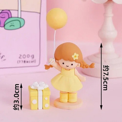 Uued printsessi koogikaunistused Lapsed 1. sünnipäevapeo tordikatted Makarooni värvi õhupalliga tüdruku kinkekarp lilledega beebi dušš