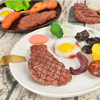 PVC симулация Фалшив модел на пържола Храна Реквизит за декорация на ресторант Добре изглеждаща и реалистична храна Лека