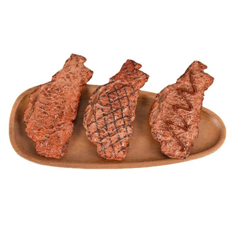 PVC szimuláció hamis steak ételmodell Étterem dekorációs kellékei Jó megjelenésű és valósághű ételek könnyű súlya