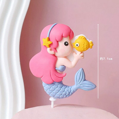 Mermaid Decorations Ocean World Girl Cake Topper Γενέθλια Επιδόρπιο Fish Tail Ακρυλικό για παιδικά πάρτι γενεθλίων Προμήθειες Δώρο