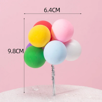 5db/Szett Színes agyag léggömb torta teteje Esküvői labda tortadísz zászlók Születésnapi Party Babazuhany desszert dekoráció 6z