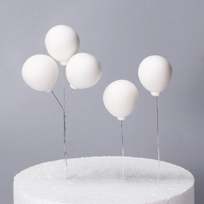 5db/Szett Színes agyag léggömb torta teteje Esküvői labda tortadísz zászlók Születésnapi Party Babazuhany desszert dekoráció 6z