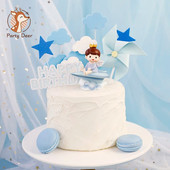 Slatka djevojčica ili dječak i ždral Dekoracija Sretan rođendan Prekrivač torte za Dan djeteta Potrepštine za zabavu Slatki darovi