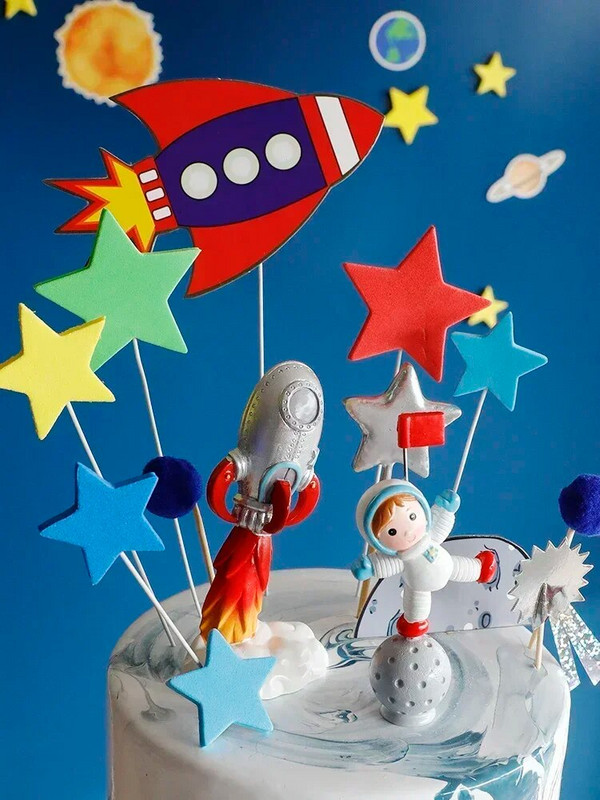 Astronaut Poklopac za tortu Svemirski rođendanski ukrasi za djecu Dječaci Baby Shower Svemir Planeti Potrepštine za zabavu