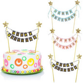 Steaguri pentru tort La mulți ani, DIY, stele aurii, banner, banner, pentru copii, adulți, pentru copt, pentru baby shower, pentru petreceri