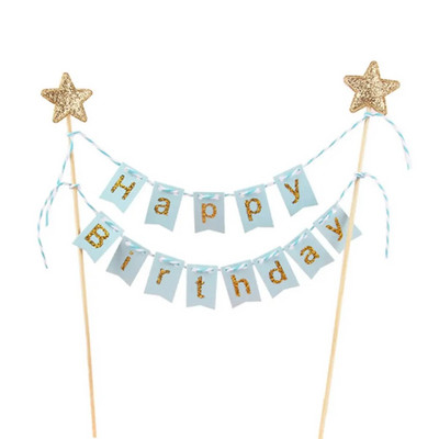Steaguri pentru tort La mulți ani, DIY, stele aurii, banner, banner, pentru copii, adulți, pentru copt, pentru baby shower, pentru petreceri