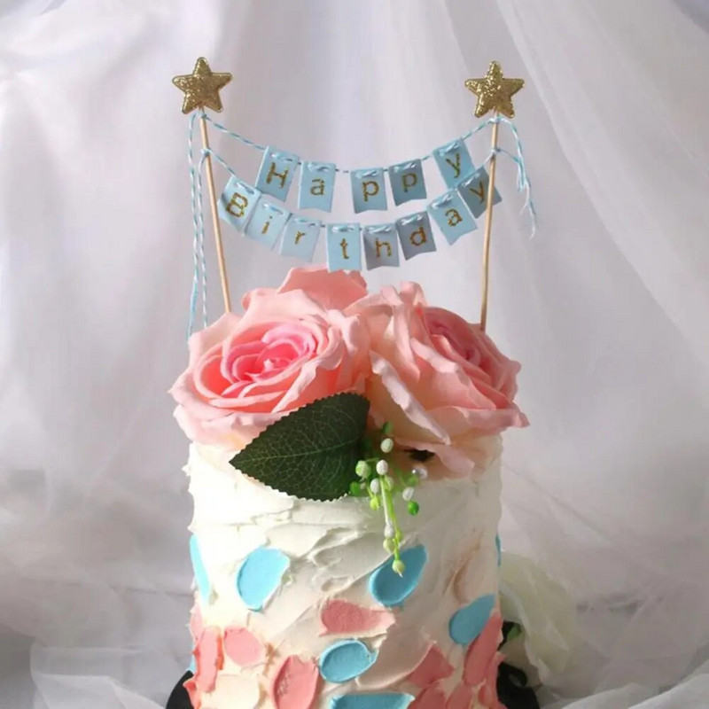 Steaguri pentru tort La mulți ani, DIY, stele aurii, banner, banner, pentru copii, adulți, pentru copt, pentru baby shower, pentru petreceri