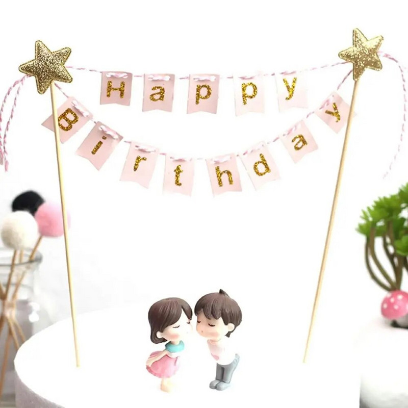 Steaguri pentru tort La mulți ani, DIY, stele aurii, banner, banner, pentru copii, adulți, pentru copt, pentru baby shower, pentru petreceri