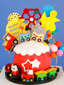 Circus Clown Cake Topper Elephant Lion 1st Birthday Boy Happy Birthday One Year Birthday Cake Decoration for Prince Kid Party Gifts