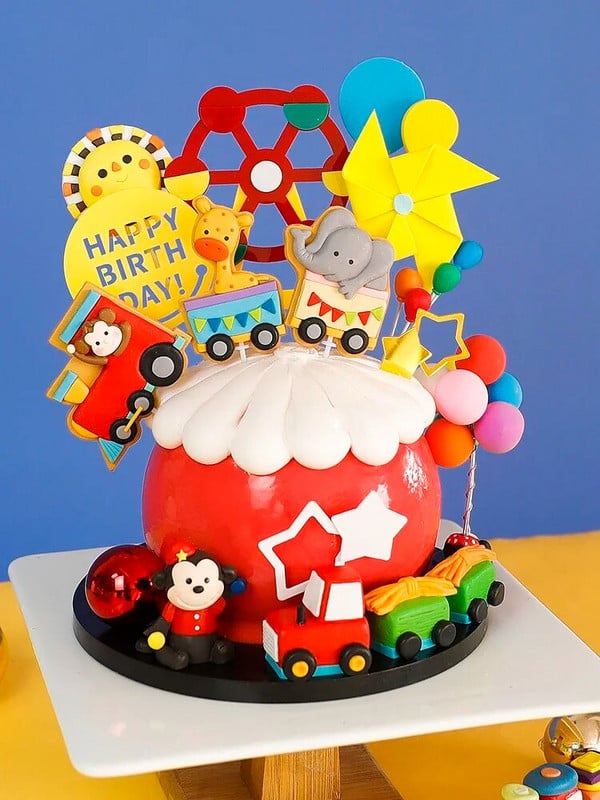 Cirkusový klaun, ozdoba na tortu, slon, lev, 1. narodeniny, chlapec, všetko najlepšie k narodeninám, dekorácia na tortu pre princa, detské darčeky na párty
