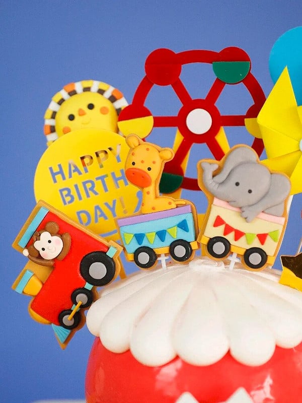 Cirkusový klaun, ozdoba na tortu, slon, lev, 1. narodeniny, chlapec, všetko najlepšie k narodeninám, dekorácia na tortu pre princa, detské darčeky na párty