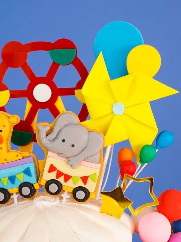 Cirkusový klaun, ozdoba na tortu, slon, lev, 1. narodeniny, chlapec, všetko najlepšie k narodeninám, dekorácia na tortu pre princa, detské darčeky na párty