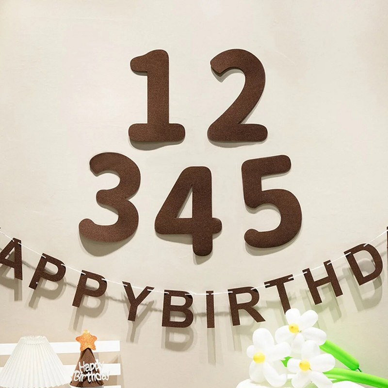 Veltinio gimtadienio reklamjuostės rutulinė styga Veltinio skaitmeninė su gimtadieniu vakarėlio dekoracija Vaikams pakabinamos vėliavėlės traukiamos gėlės Kūdikių dušo reikmenys