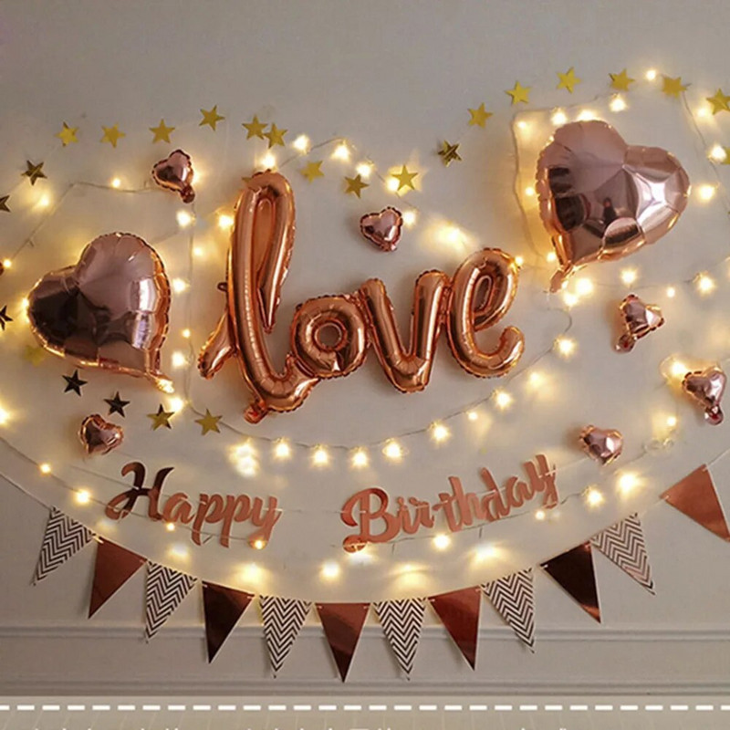 Viacúčelové DIY farebné svetlá všetko najlepšie k narodeninám bannerové dekorácie fotobúdka všetko najlepšie k narodeninám zavinovačky reťazové svetlá vlajky sada