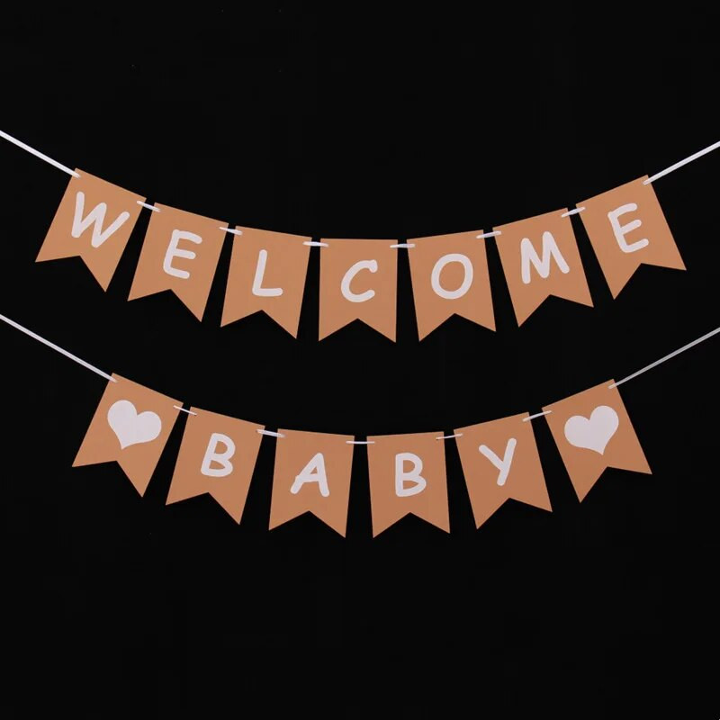 Kūdikių dušo dekoracijos Kraftpopierius, pasveikinimas Kūdikio girlianda berniuko širdelės reklamjuostė