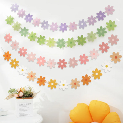 2 ΤΕΜ Gradual Daisy Flowers Pull Flowers Διακόσμηση σκηνής για πάρτι γενεθλίων Pull Flag