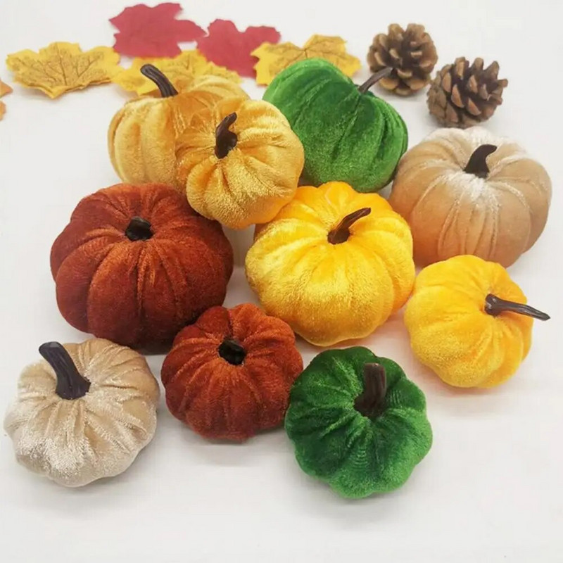 Moliūgų ornamentas Lengvai prižiūrimas dekoratyvinis ryškiaspalvis Happy Thanksgiving Simuliacinis audinys Moliūgų vakarėlio dekoras svetainei