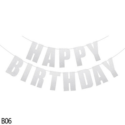 Auksinė/sidabro/rožinė/juoda 10 spalvų Su gimtadieniu Reklaminė vėliavėlė Pakabinama ant sienos Vaikų gimtadienio vakarėliui Popierius girlianda Kūdikių dušo dekoras