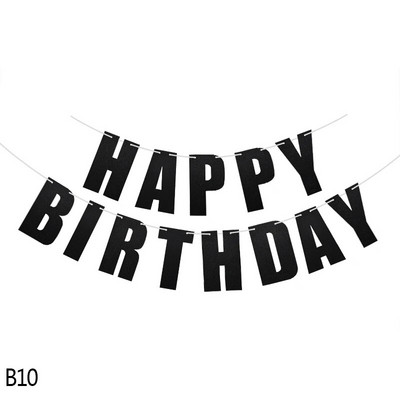 Auksinė/sidabro/rožinė/juoda 10 spalvų Su gimtadieniu Reklaminė vėliavėlė Pakabinama ant sienos Vaikų gimtadienio vakarėliui Popierius girlianda Kūdikių dušo dekoras