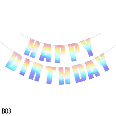 Auksinė/sidabro/rožinė/juoda 10 spalvų Su gimtadieniu Reklaminė vėliavėlė Pakabinama ant sienos Vaikų gimtadienio vakarėliui Popierius girlianda Kūdikių dušo dekoras