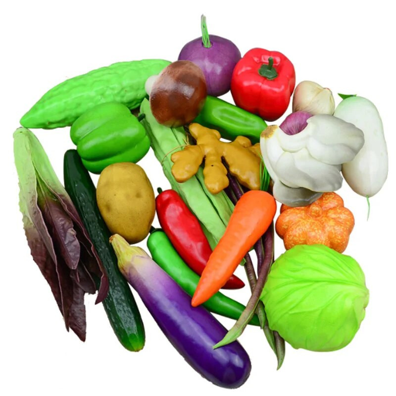 20 buc. Legume artificiale, tomate, castraveți, cartofi, ardei, spumă, plastic, simulare, model de legume, legume false