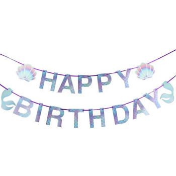 Честит рожден ден Русалка парти банер Под морето Тематично парти Висящи декорации Детско парти за бебета Момичета Подаръци за рожден ден Консумативи