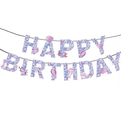 Banner pentru petrecere cu sirenă La mulți ani, decorațiuni pentru agățat pentru petreceri tematice sub mări, pentru baby shower pentru fete, cadouri pentru ziua de naștere.