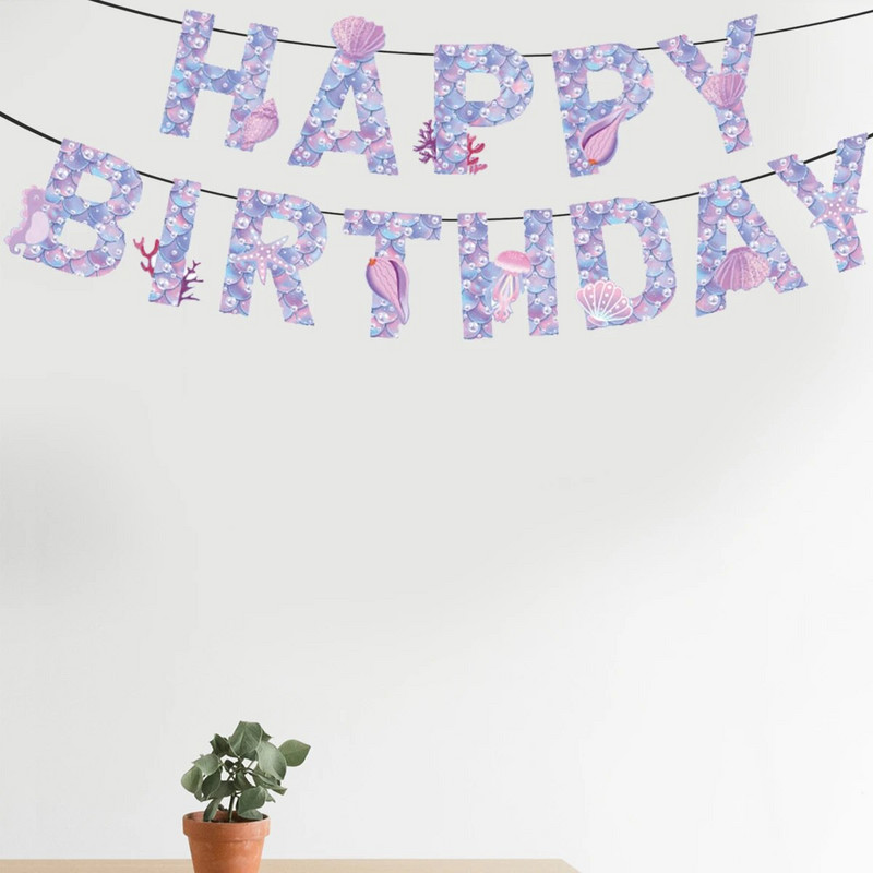 Su gimtadieniu Undinėlės vakarėlio reklamjuostė po jūra teminis vakarėlis, kabantys papuošalai Vaikų kūdikių dušas mergaičių gimtadienio dovanų reikmenys