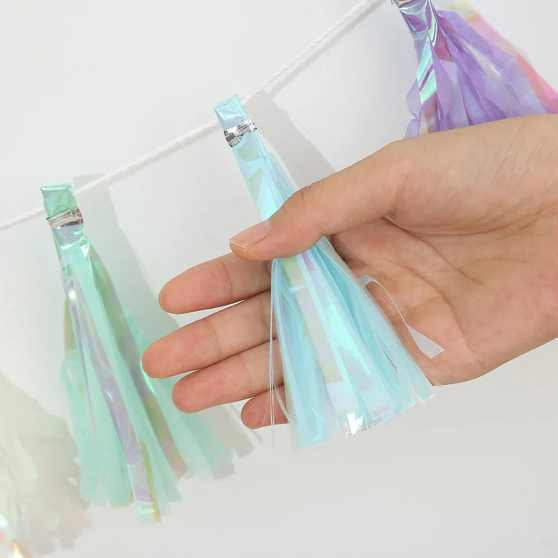 Girlanda s morskou pannou, strapcami, farebný papierový banner, morská panna, krst, svadba, narodeniny, DIY, párty, závesné dekorácie, potreby na detskú sprchu