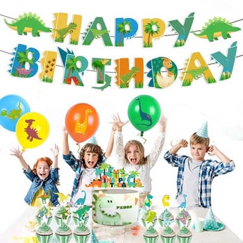 Dinosaur Happy Birthday χαρτί Banner Dinosaur Birthday Party Decorations for boy Παιδικό Dino Theme Party Party Garland Flag Supplies