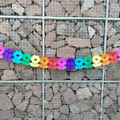 3 metrų spalvingas apvalus gėlių popierinis traukimas gėlių gėlių girliandos Kūdikių namų dekoras Gimtadienio vakarėlis Vestuvių išdėstymas Vietos dekoravimas