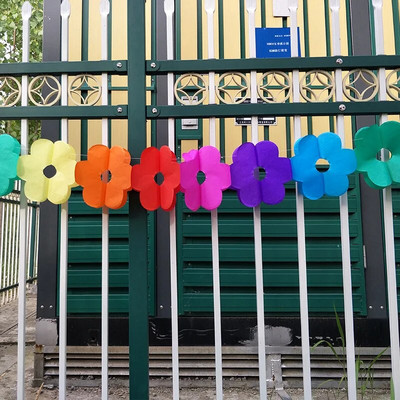 3 metrų spalvingas apvalus gėlių popierinis traukimas gėlių gėlių girliandos Kūdikių namų dekoras Gimtadienio vakarėlis Vestuvių išdėstymas Vietos dekoravimas