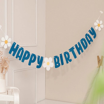 Знаме за рожден ден Little Daisy Декорация за парти за първия рожден ден на бебето Подпори Филцово парти оформление Розов банер