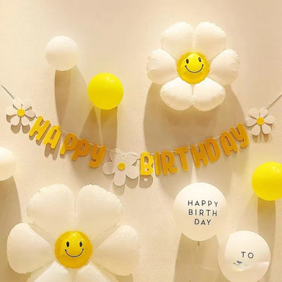 Знаме за рожден ден Little Daisy Декорация за парти за първия рожден ден на бебето Подпори Филцово парти оформление Розов банер