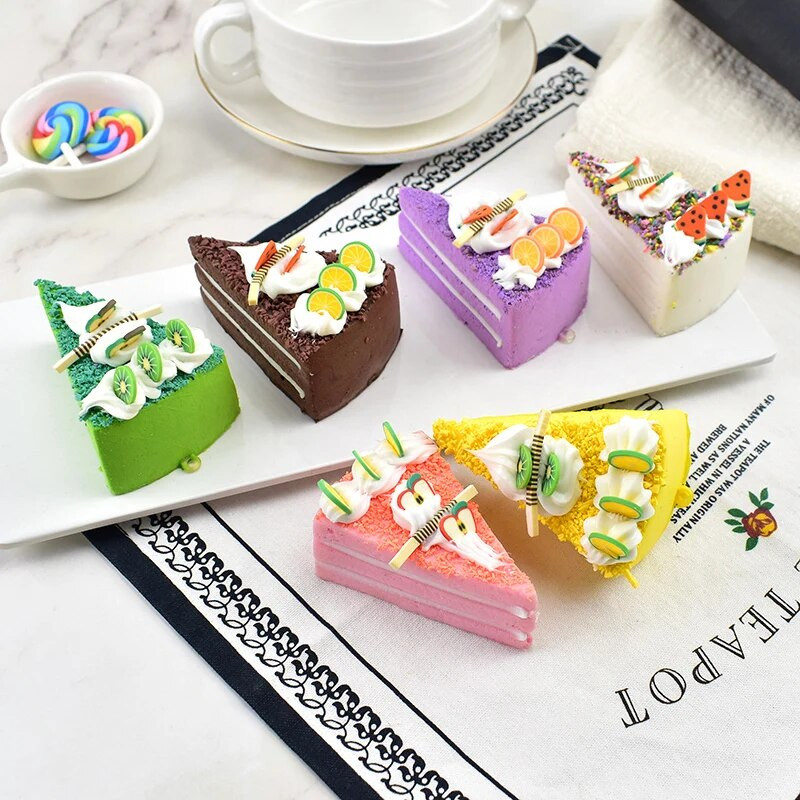 1 бр. Сладки PU изкуствени плодови торти Десерт Фалшиви хранителни декорации Фотография Професионална симулация на храна Модел на торта Декорация на чаена маса
