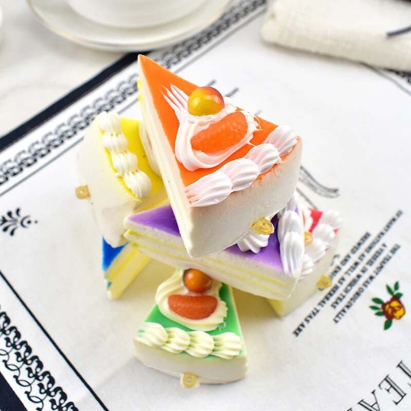 1 бр. Сладки PU изкуствени плодови торти Десерт Фалшиви хранителни декорации Фотография Професионална симулация на храна Модел на торта Декорация на чаена маса