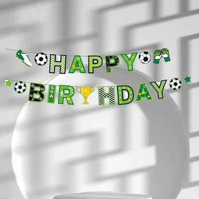 Nogometna sportska tematska zabava Banner Girlande Happy Birthday Party Dekoracija Dječji Dječaci Djevojčice Nogomet Pull Flag Dekoracija školske sportske teme