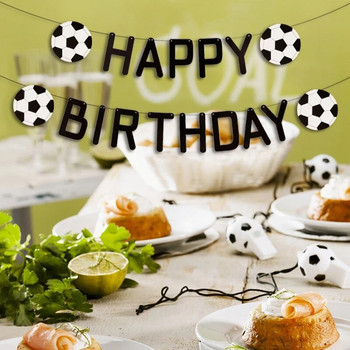 Ποδόσφαιρο Happy Birthday Banner, Θέμα Αθλητισμού Προμήθειες γενεθλίων ποδοσφαιριστή, Διακοσμήσεις για πάρτι γενεθλίων για λάτρεις του ποδοσφαίρου