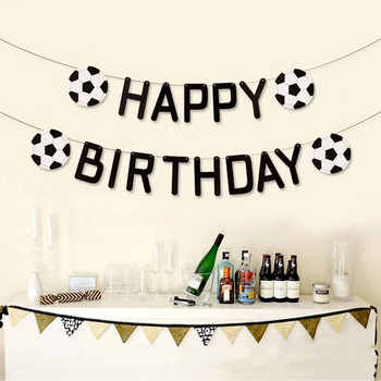 Ποδόσφαιρο Happy Birthday Banner, Θέμα Αθλητισμού Προμήθειες γενεθλίων ποδοσφαιριστή, Διακοσμήσεις για πάρτι γενεθλίων για λάτρεις του ποδοσφαίρου