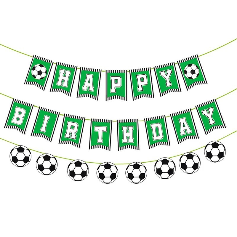 Su gimtadieniu Reklaminė vakarėlio puošmena Baby Shower Gimtadienis Photo Booth Futbolas Su gimtadieniu Girliandos vėliavėlės-2 stygos