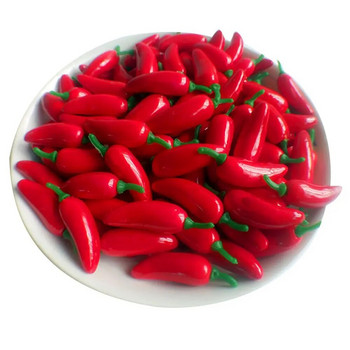 10 PCS Изкуствена пластмасова симулация Растения от лют червен пипер Корсаж Поставяне на плодове и зеленчуци за новогодишна декорация на дома