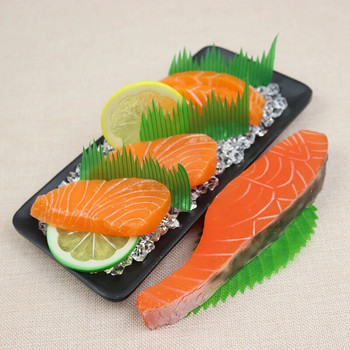 Τεχνητός ιαπωνικός ψεύτικος σολομός Sashimi κρέας Διακόσμηση σπιτιού Μοντέλο φαγητού KitchenToys